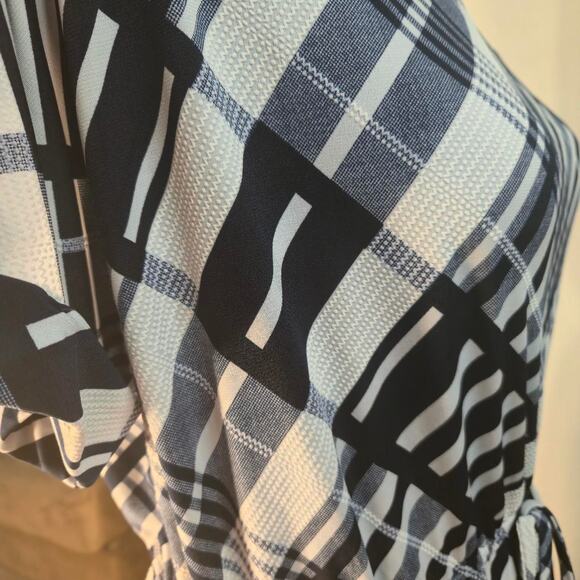 Sjs navy blue & white plaid dress size medium - Picture 3 of 6
